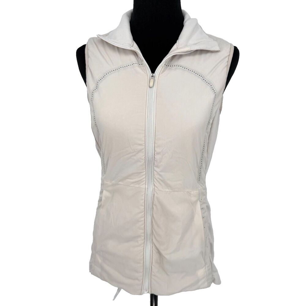 Lululemon Run For Cold Vest Size 6 White Water Repellant Insulated Full Zip